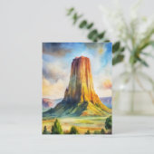 Duivels Tower National Monument Verf Briefkaart (Staand voorkant)