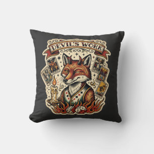 Duivels Werk Sly Fox Tarotkaart Tattoo Flash Mysti Kussen