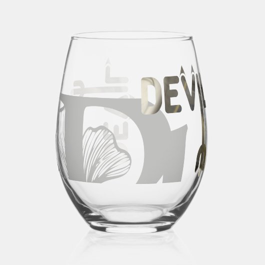 DUIVELS Wijn Glas zonder Steel Abstract Zwart Goud (Voorkant)