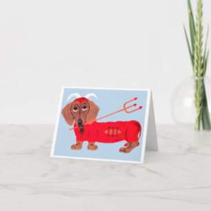 Duivelse Dachshund Feestdagen Kaart