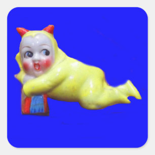 duivelse kleine imp vierkante sticker