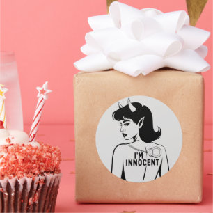 Duivelse onschuldige vrouw ronde sticker