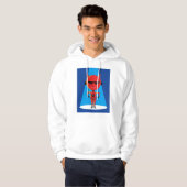 Duivelse superheldenpersonage vet rood en blauw hoodie (Voorkant volledig)