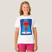 Duivelse superheldenpersonage vet rood en blauw t-shirt (Voorkant volledig)