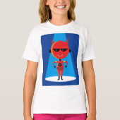 Duivelse superheldenpersonage vet rood en blauw t-shirt (Voorkant)