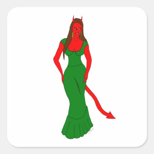 duiveltje vierkante sticker (Voorkant)