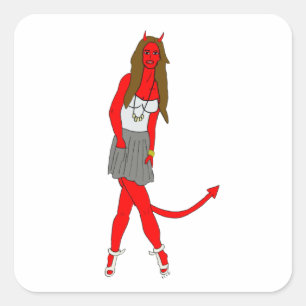duiveltje vierkante sticker