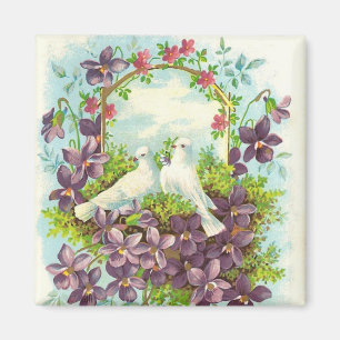 Duiven & bloemen magneet