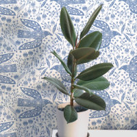 Duiven en Bloemen Blauwe en Witte Vogel Kunst