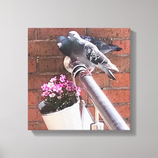 Duiven en bloemen canvas afdruk (Voorkant)