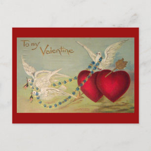 Duiven En Harten Vintage Valentijn Postkaart Feestdagenkaart