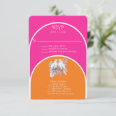 Duiven en ringen Hot Pink en Tangerine Arched (Staand voorkant)