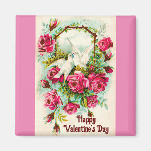 Duiven en Rozen Valentijn magneet