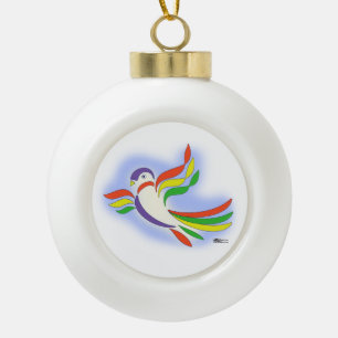 Duiven gestyliseerde vogel keramische bal ornament