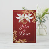 Duiven, Hart, & Gouden Bladeren op Ruby Rood Kaart (Staand voorkant)