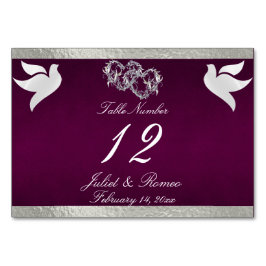 Duiven & Hart - Paarse/Zilveren Tafelnummer