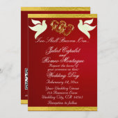 Duiven, harten & lint, QR-code - Crimson/Gold Kaart (Voorkant / Achterkant)