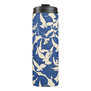 Duiven in wit en blauw thermosbeker