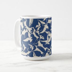 Duiven in wit en blauw vogelontwerp koffiemok