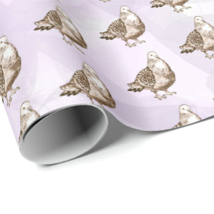 Duiven Kunstwerk Zwart & Wit Vogel Schets Cadeaupapier