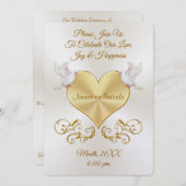 Duiven over hart bruiloft uitnodigingen gepersonal (Voorkant / Achterkant)