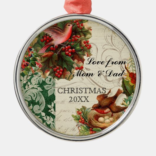 duiven, Robins n Holly Christmas Ornament (Voorkant)