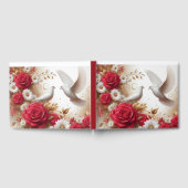 Duiven, rode rozen en madeliefjes bruiloft gastenboek (Volledig)