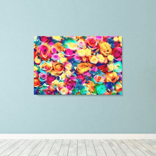 Duivende Rozen Canvas Afdruk (Insitu (Houten vloer))