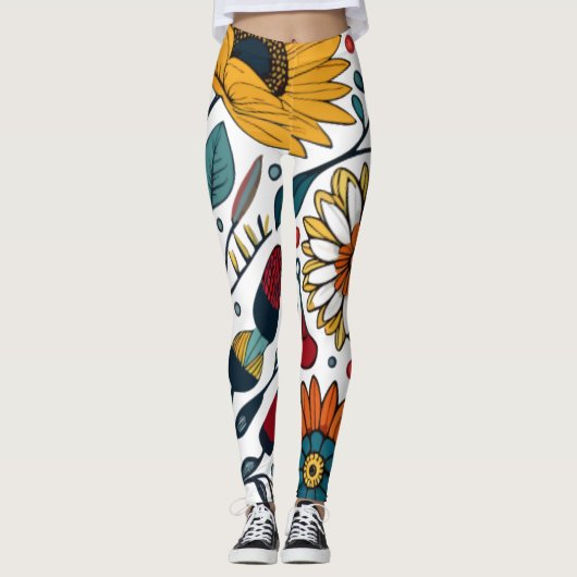 Duizelend Daisy Delight: een favoriete Mode van Fl Leggings (Voorkant)