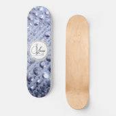 Duizelend Glittery Blue Beads Monogram Skateboard (Voorkant)