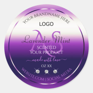 Duizelend Paars etiket op juwelen monogram Logo