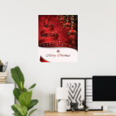 Duizelend rood, wit en gouden kerstversiering poster (Thuiskantoor)