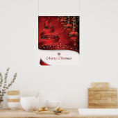 Duizelend rood, wit en gouden kerstversiering poster (Keuken)