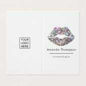 Duizelende faux Glitter Lips Makeup Artiest Busine Visitekaartjes (Buitenkant ongevouwen)