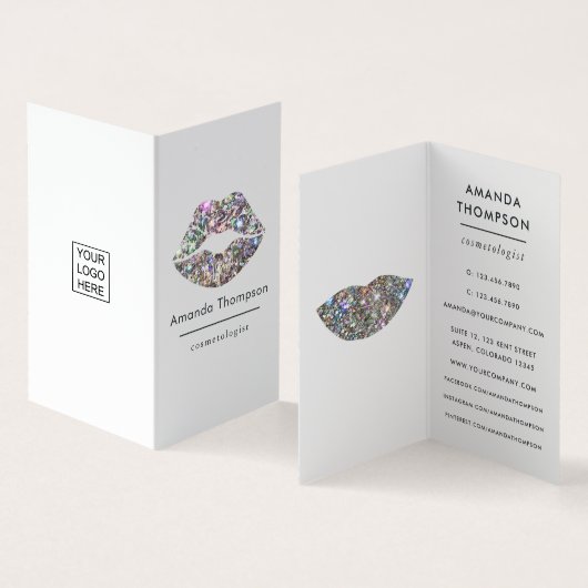 Duizelende faux Glitter Lips Makeup Artiest Busine Visitekaartjes (Binnen en buitenkant)