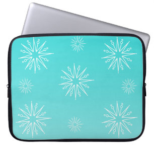 Duizelende kerststerren Elektronisch Sleeve, Aqua Laptop Sleeve