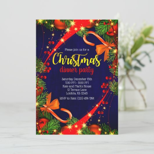 Duizelende kleuren kerstfeest Uitnodigen Kaart (Staand voorkant)