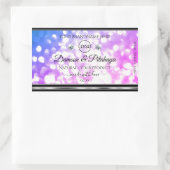 Duizelende roze blauwe glazen productetiketten toe rechthoekige sticker (Tas)