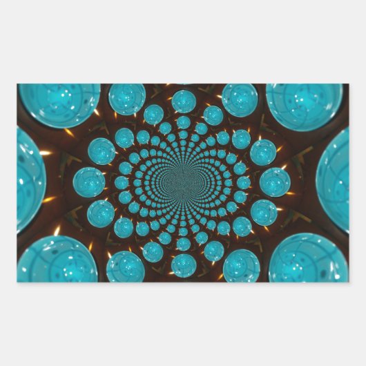 Duizelende weergave van cyaan lichten Kaleidoscoop Rechthoekige Sticker (Voorkant)