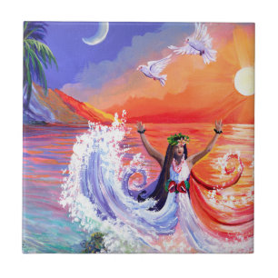 Duizeligheid van intuïtie Hawaiian Beach Ceramic T Tegeltje