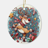 Duizelingwekkende rendierdans Kerstornament Keramisch Ornament (Links)
