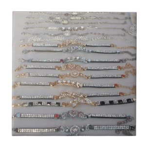 Duizelingwekkende versierde diamanten ketting kuns tegeltje