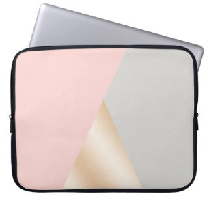 Duizelroze, grijze en gouden geometrische driehoek laptop sleeve