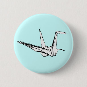 duizend papierkranen ronde button 5,7 cm