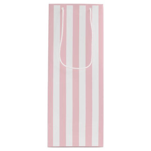 Duizendjarige roze en witte streep wijn cadeautas (Voorkant)