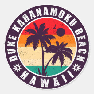 Duke Kahanamoku Beach Hawaii Retro 70-80-zomer Ronde Sticker
