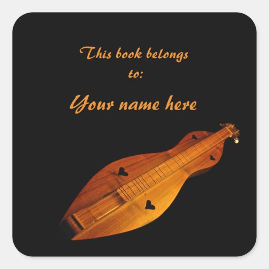 Dulcimer Bookplaat Vierkante Sticker (Voorkant)