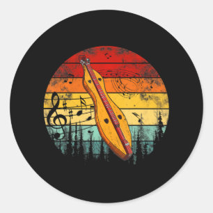 Dulcimer Lovers Gitaar Retro Dulcimer Grappig Ronde Sticker