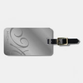 Dull Metallic Script Monogrammed Bagagelabel (Voorkant horizontaal)