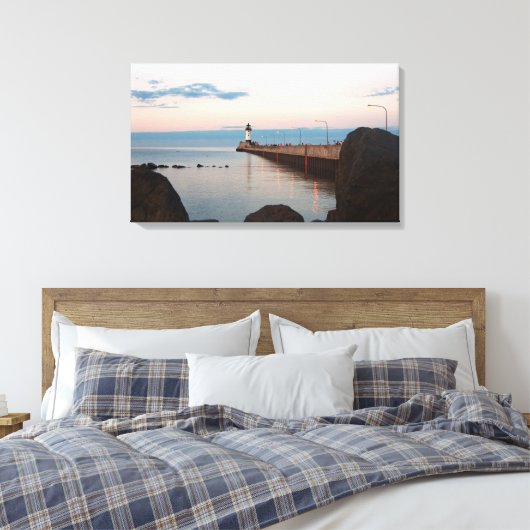 Duluth Harbor North Pier Light canvas (Insitu (Slaapkamer))